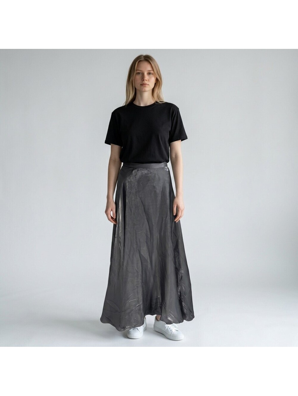 JS Collections Skirt Women 14 Black Maxi Long High Rise Casual Stretch Solid